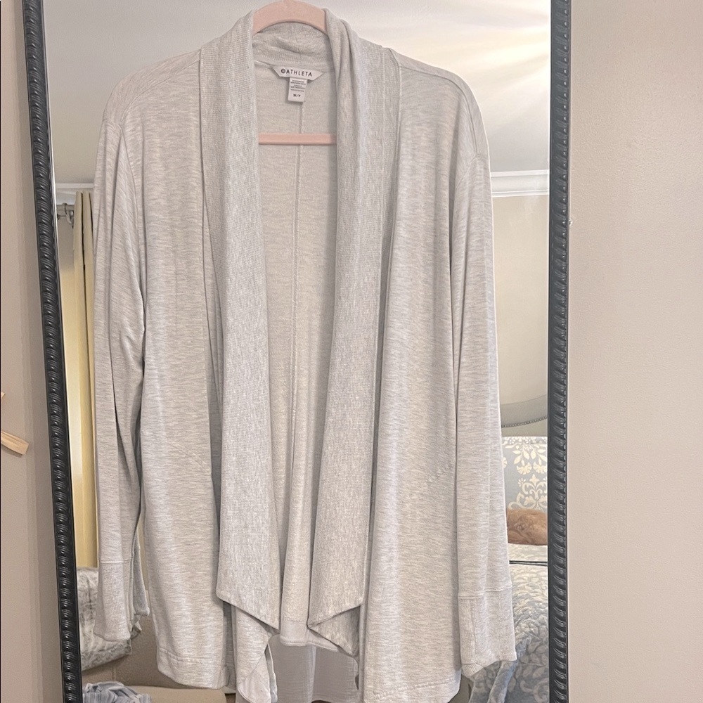Athleta Light Gray Ribbed Knit Top